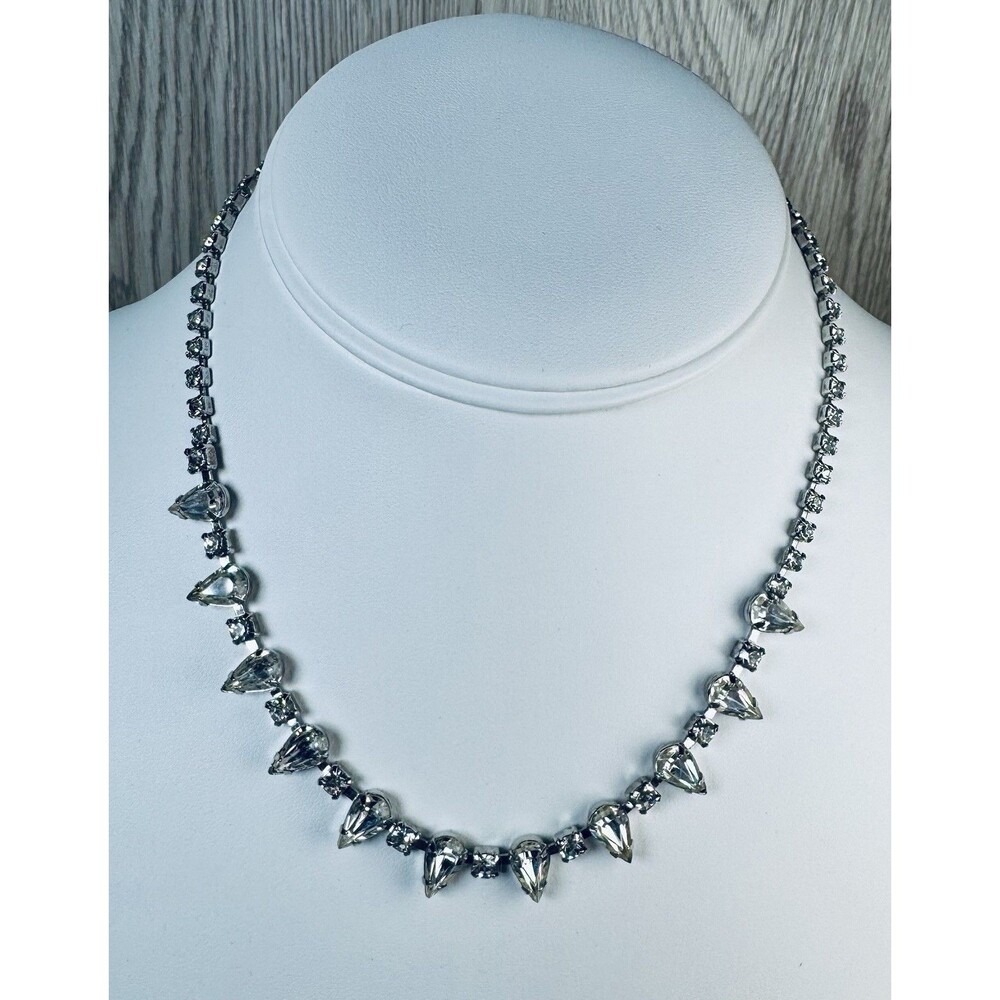 Vintage Weiss Signed Australian Crystal Necklace 16" Stones Prong Set STUNNING